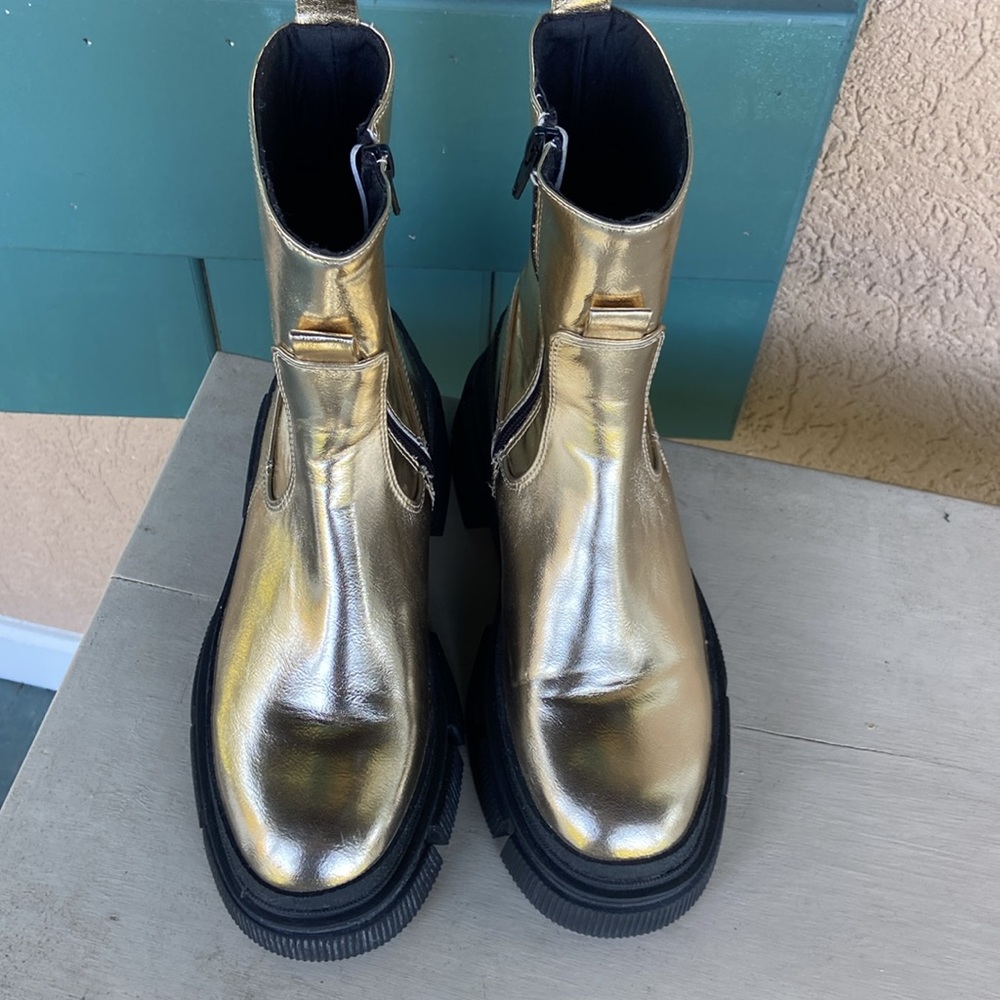 ZARA Gold platform lug sole boots. Size 36‎ - Picture 4 of 8